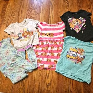 Girls' Paw Patrol Bundle Dress, Tees, Pajamas Size 5